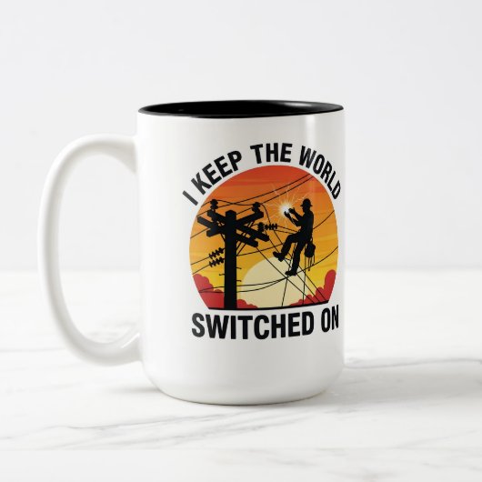 Utility Worker Gift Switched On Electrical Lineman ツートーンマグカップ (左)