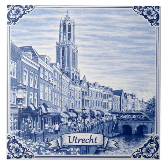 Utrecht Delft Blue style ceramic tile タイル (正面)