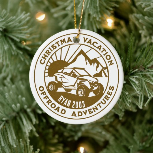 UTVオフパーソナライズされたロードクリスマスホリデーブラウン セラミックオーナメント (ツリー)