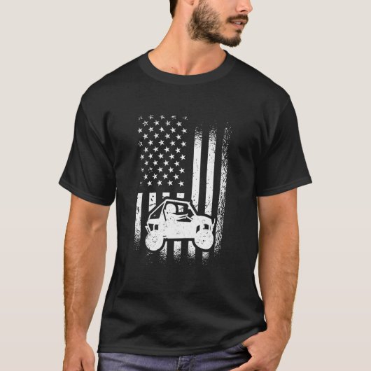 Utvドライバーアメリカ国旗 Utv SxS サイドバイサイド Tシャツ (正面)