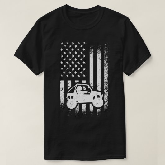 UTVドライバ、アメリカ国旗UTV SS SideBySide Pullov Tシャツ (デザイン正面)