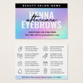 UVグロスホログラフィックヘンナブローズアフターケアカード (正面&裏面)