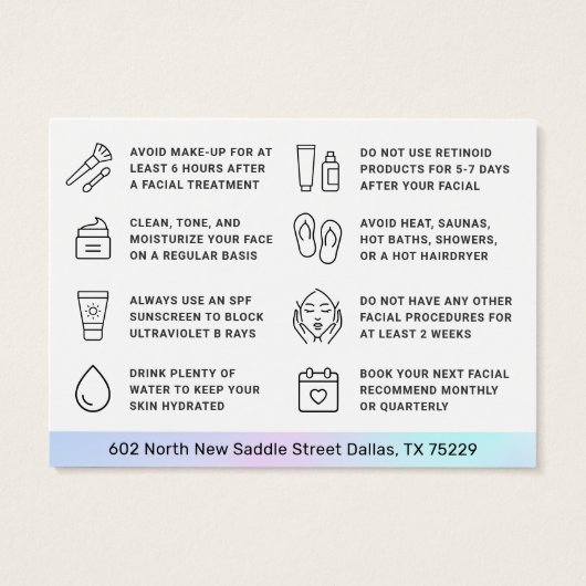 UV光沢ホログラフィック顔面アフターケアカード (裏面)