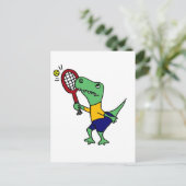 UV-おもしろい T-レックス恐竜のテ遊ニス漫画 ポストカード (スタンド正面)