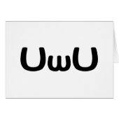 UwUハッピーアニメ顔絵文字グリーティングカード (正面横)