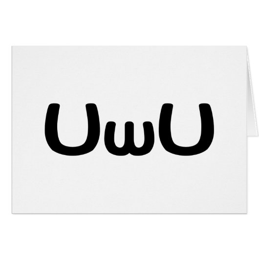 UwUハッピーアニメ顔絵文字グリーティングカード (正面横)