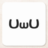 UwUハッピーアニメ顔絵文字 スクエアペーパーコースター (正面)