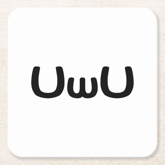 UwUハッピーアニメ顔絵文字 スクエアペーパーコースター (正面)