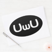 UwUハッピーアニメ顔絵文字 楕円形シール (封筒)