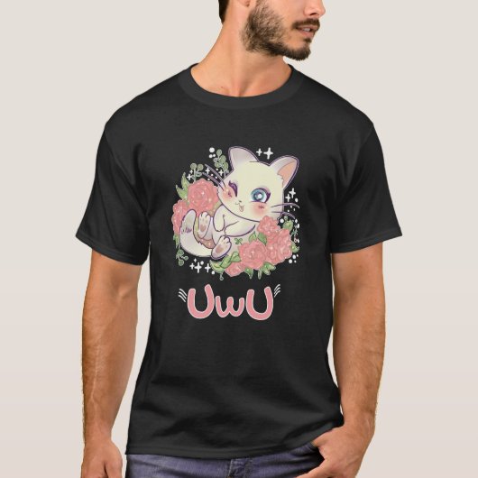 Uwu Cat Kwaii Cute Japan Anime Tシャツ (正面)