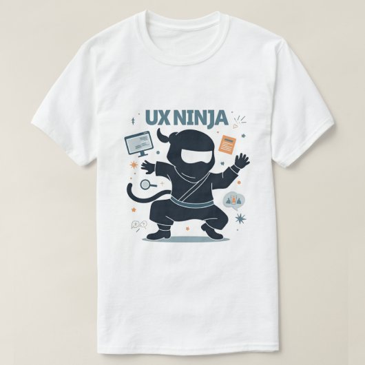 Ux忍者おもしろいUi/Uxデザイナー Tシャツ (デザイン正面)