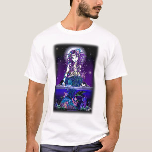 "Uxia"のたそがれの月のゴシック様式人魚の上 Tシャツ