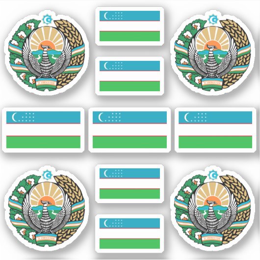 Uzbek national symbols / coat of arms and flag sti シール (正面)