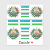 Uzbek national symbols / coat of arms and flag sti シール (シート)