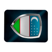 Uzbekistan Metallic Emblem マグネット (横)