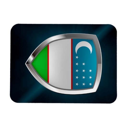 Uzbekistan Metallic Emblem マグネット (横)
