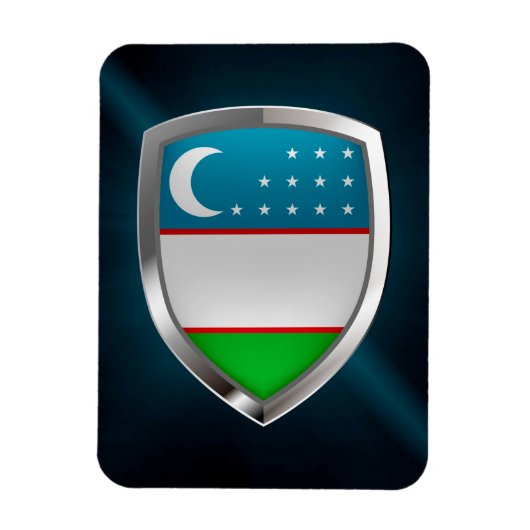 Uzbekistan Metallic Emblem マグネット (縦)