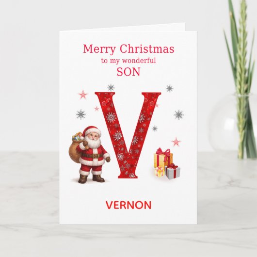 Vからはじまる名前の息子のためのクリスマス シーズンカード (正面)