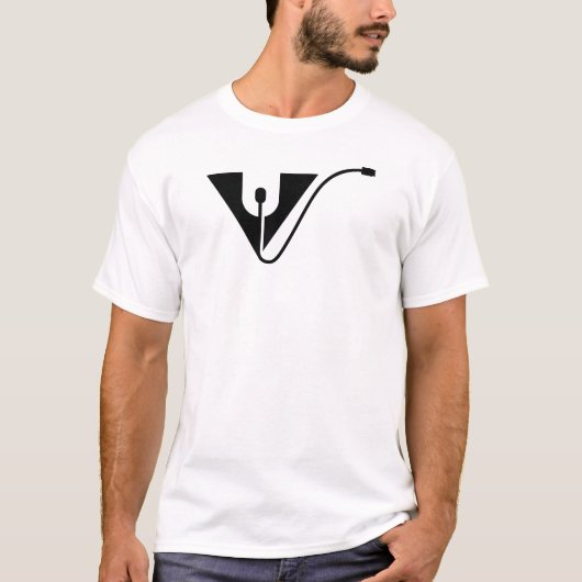 Vの文字とネズミ Tシャツ (正面)