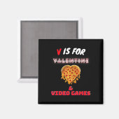 Vの日はピザとビデオゲーム愛好家の男の子の男性G マグネット (正面/裏面)