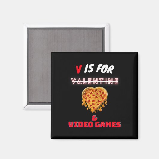 Vの日はピザとビデオゲーム愛好家の男の子の男性G マグネット (正面/裏面)