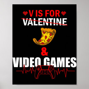Vの日はピザとビデオゲーム愛好家ゲーマーボーイ ポスター
