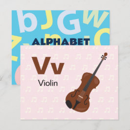 Vはバイオリン用 – アルファベットフラッシュカード ポストカード