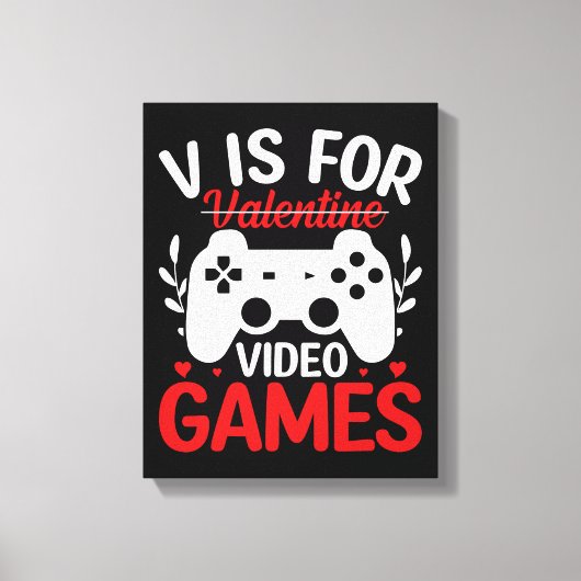 Vはバレンタインデー付きビデオゲーム用 キャンバスプリント (正面)