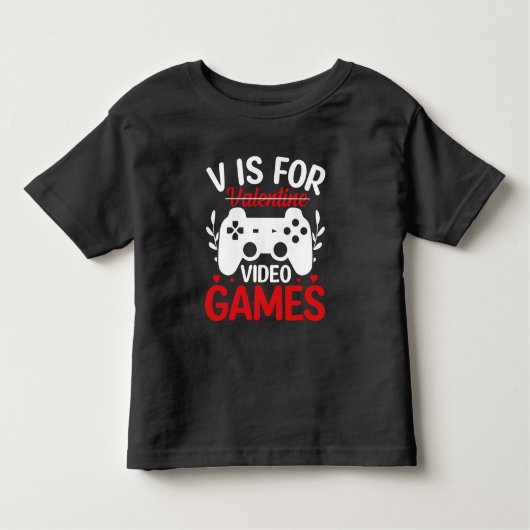 Vはバレンタインデー付きビデオゲーム用 トドラーTシャツ (正面)