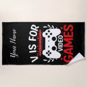 Vはバレンタインデー付きビデオゲーム用 ビーチタオル (正面)