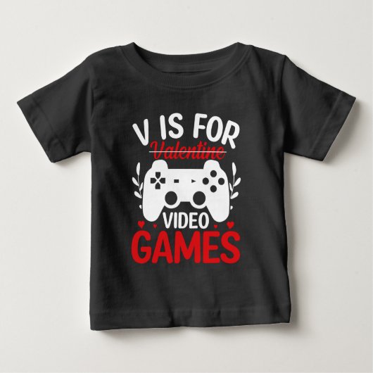Vはバレンタインデー付きビデオゲーム用 ベビーTシャツ (正面)