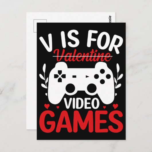 Vはバレンタインデー付きビデオゲーム用 ポストカード (正面/裏面)