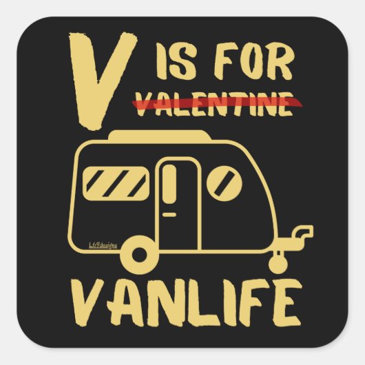 Vはバンライフバレンタインギフトおもしろいアイディア用 スクエアシール (正面)