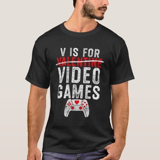Vはビデオゲームのデイゲーマー用 Tシャツ (正面)