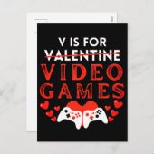 Vはビデオゲームのバレンタインデーおもしろいゲーマー用 シーズンポストカード (正面/裏面)