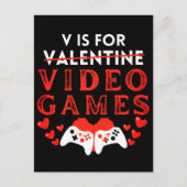 Vはビデオゲームのバレンタインデーおもしろいゲーマー用 シーズンポストカード (正面)
