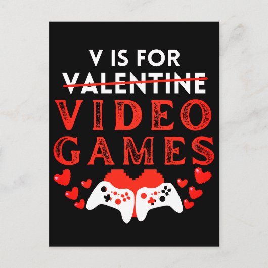 Vはビデオゲームのバレンタインデーおもしろいゲーマー用 シーズンポストカード (正面)