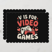 Vはビデオゲームのバレンタインデーおもしろいゲーマー用 招待状 (正面/裏面)