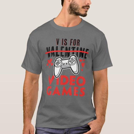 Vはビデオゲームのバレンタインデーおもしろいゲーマー用 Tシャツ (正面)
