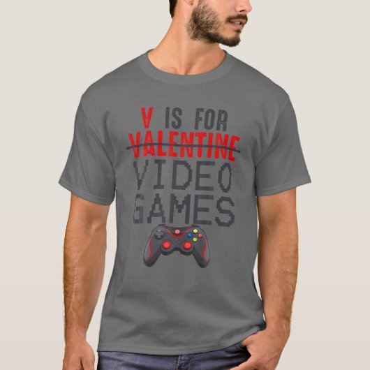 Vはビデオゲームのバレンタインデーおもしろいゲーマー用 Tシャツ (正面)