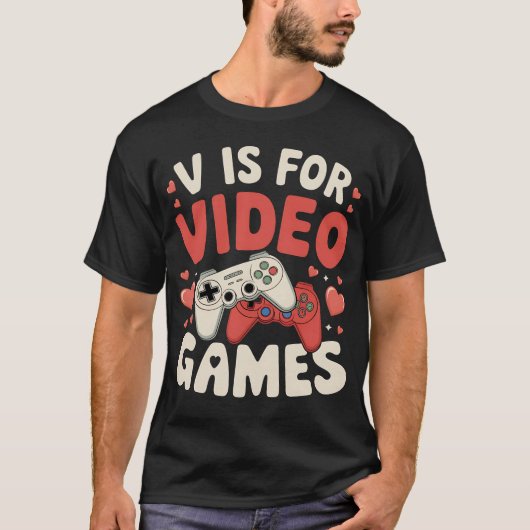 Vはビデオゲームのバレンタインデーおもしろいゲーマー用 Tシャツ (正面)