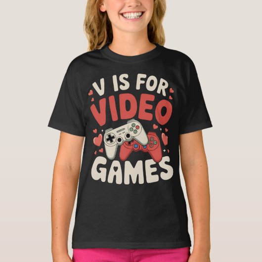 Vはビデオゲームのバレンタインデーおもしろいゲーマー用 Tシャツ (正面)