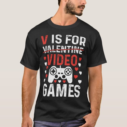 Vはビデオゲームのバレンタインデーおもしろいゲーマー用 Tシャツ (正面)