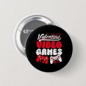 Vはビデオゲームの略 面白いバレンタインデー ゲーマー女子 缶バッジ (正面&裏面)