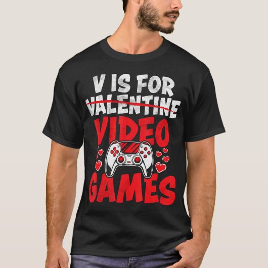 Vはビデオゲーム用おもしろいゲーマーボーイズValentines D Tシャツ (正面)
