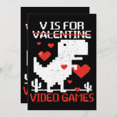 Vはビデオゲーム用おもしろい恐竜TレックスValentin 招待状 (正面/裏面)