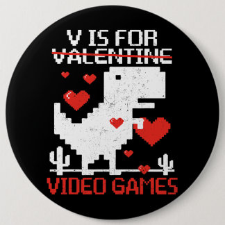 Vはビデオゲーム用おもしろい恐竜TレックスValentin 缶バッジ