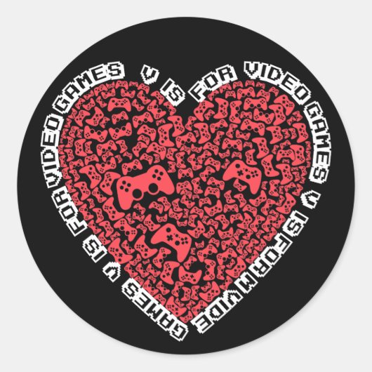 Vはビデオゲーム用のバレンタインデーおもしろいモザイク ラウンドシール (正面)