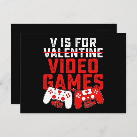 Vはビデオゲーム用ゲームゲーマーバレンタインデー ポストカード (正面/裏面)