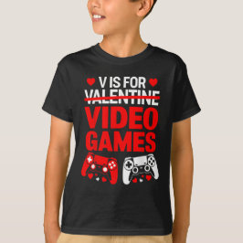 Vはビデオゲーム用ハートおもしろいバレンタイン Tシャツ